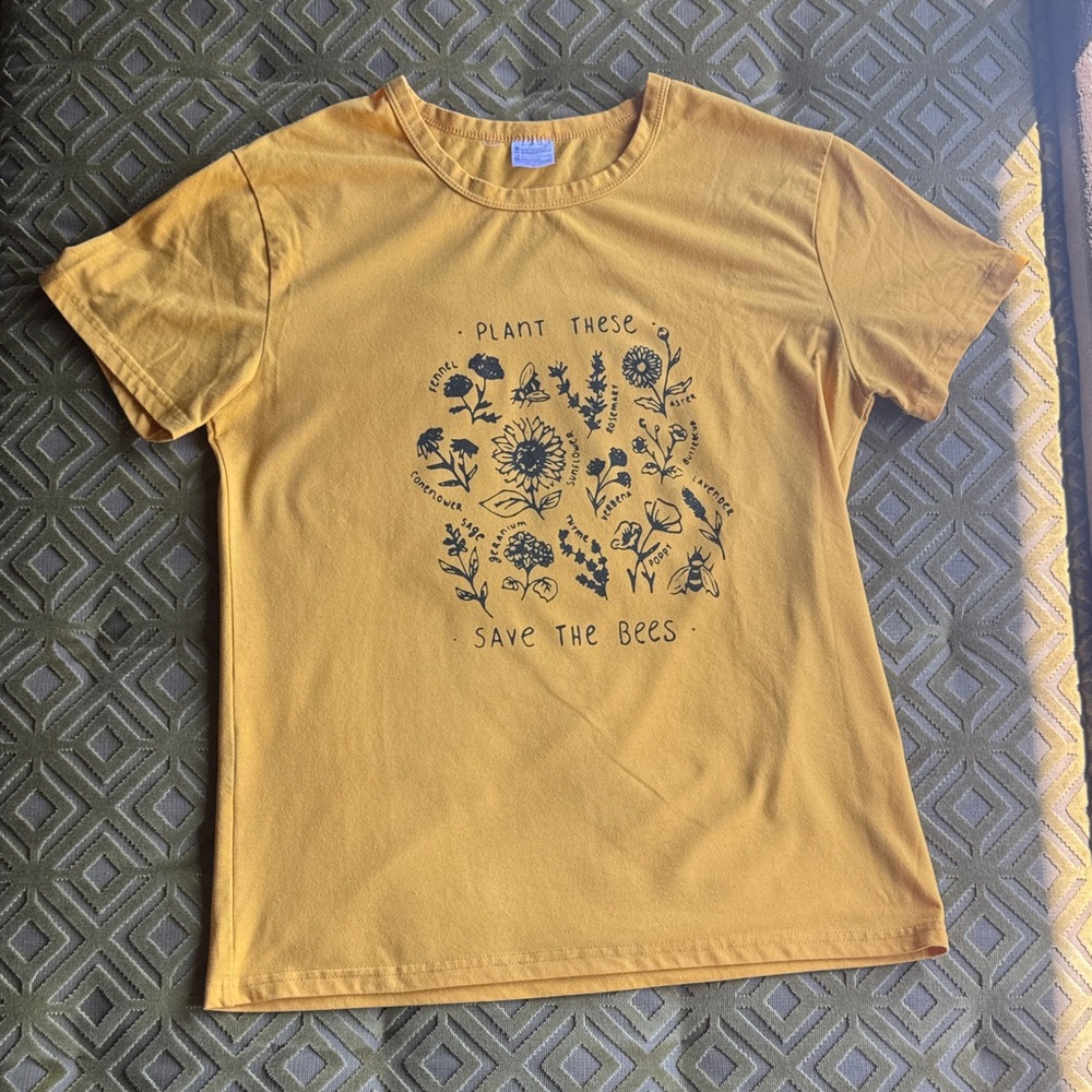 Yellow save the bees shirt